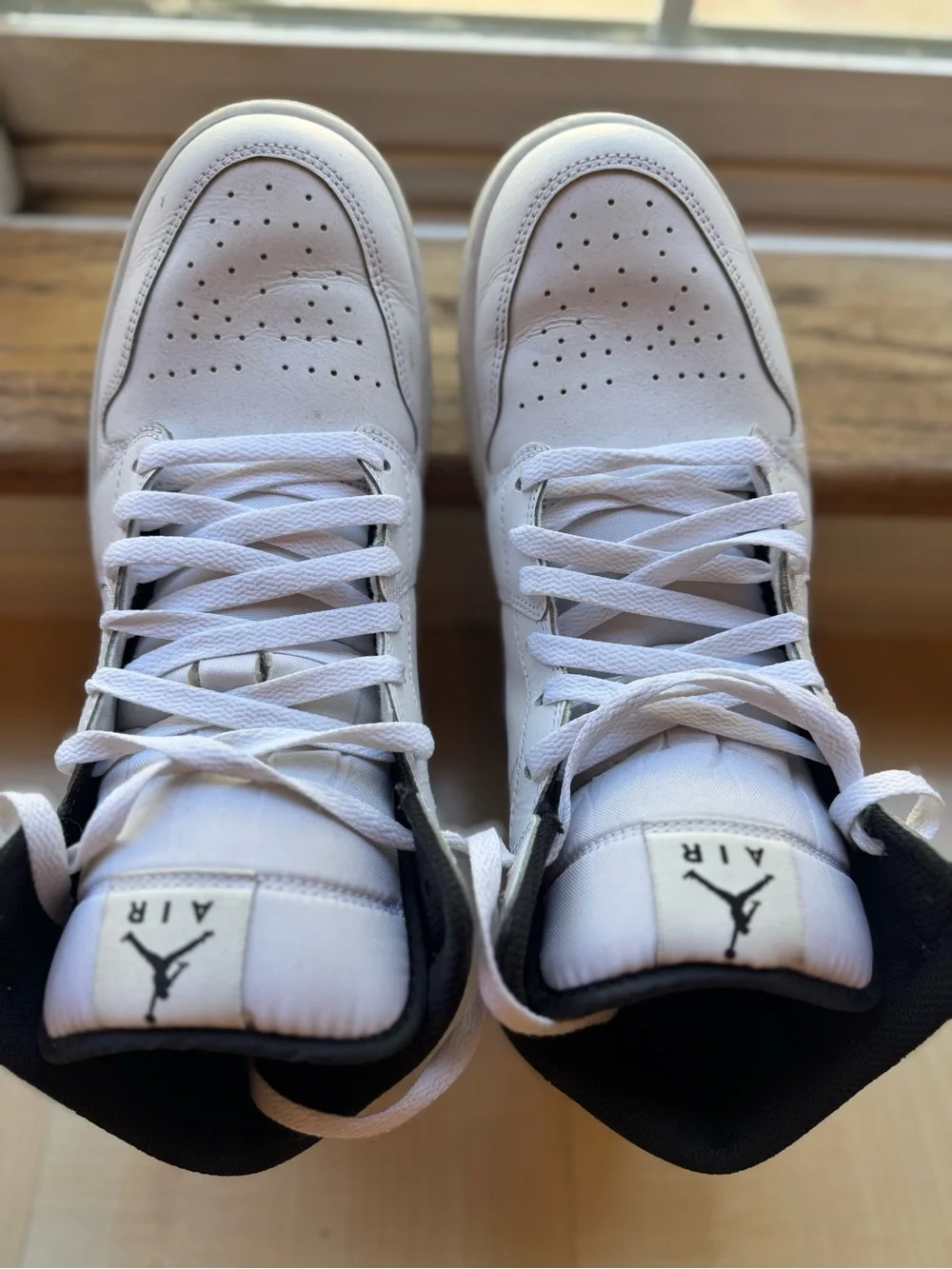 Jordan Men White and Black High-Top Sneakers